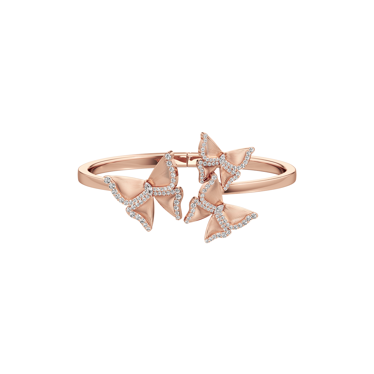 Rose gold ring with star-shaped design on a white background