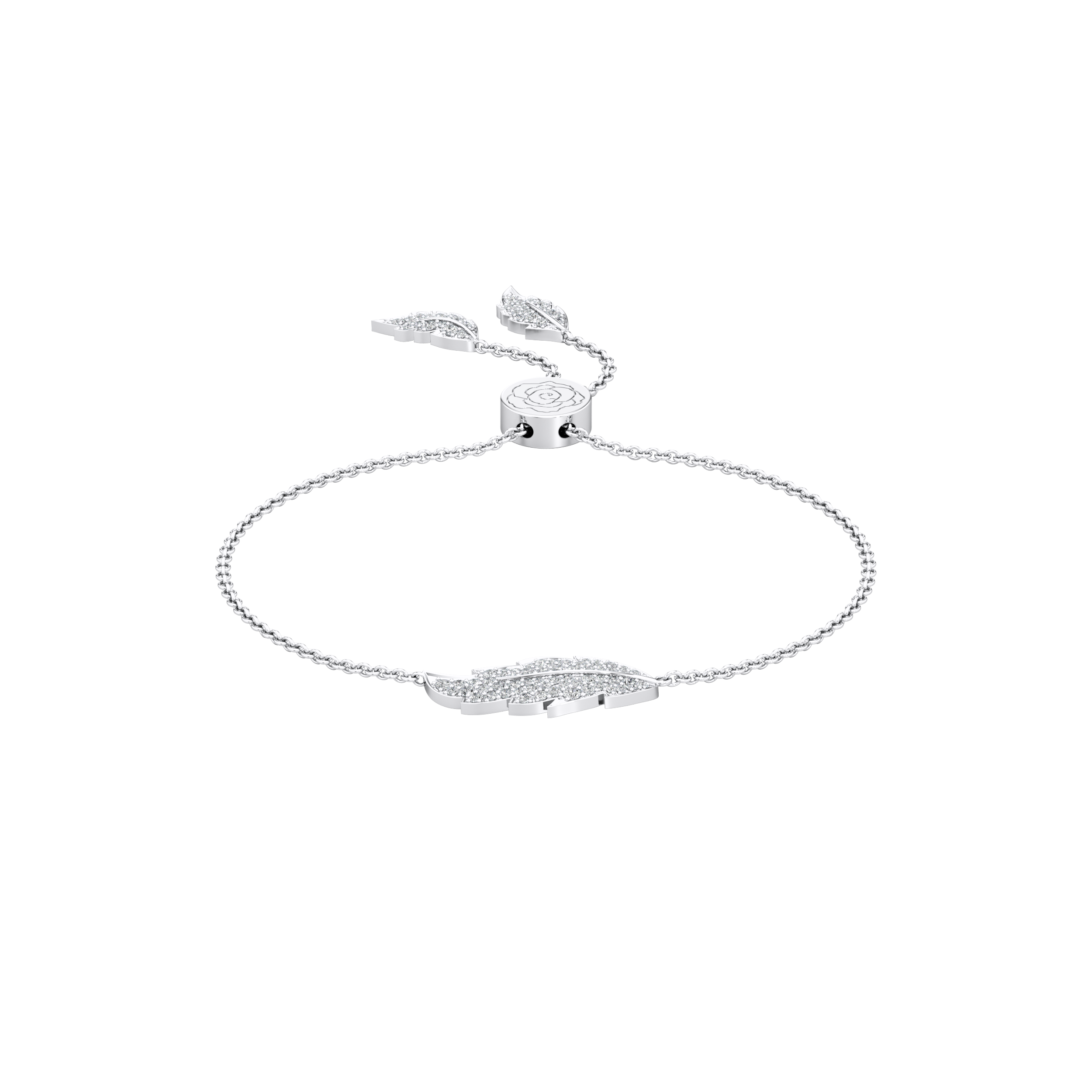 bracelet with leaf charm crafted in white gold and diamond