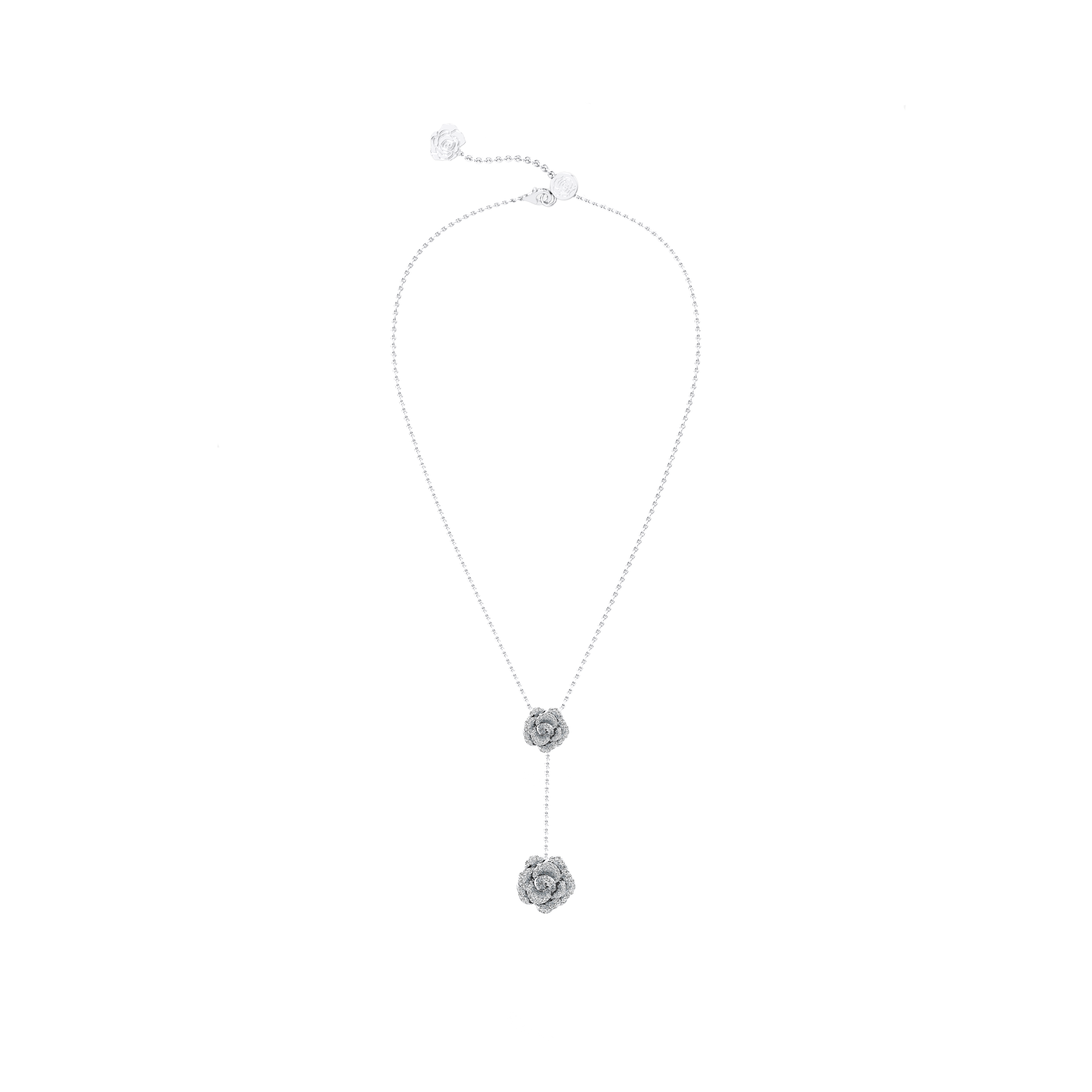Silver necklace with a y-shaped pendant on a white background