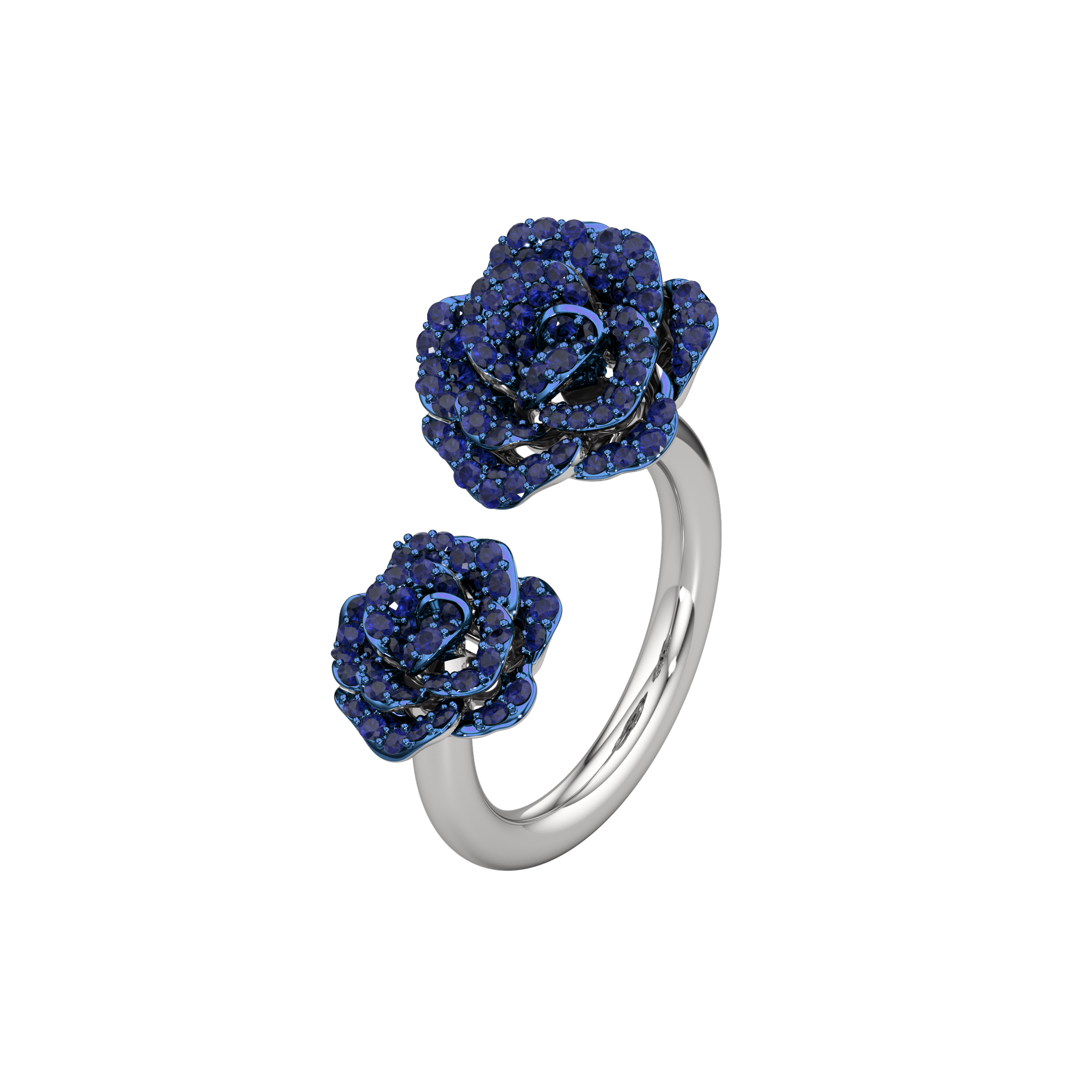 La Vie en Rose Blue Sapphire Ring, Double Motif