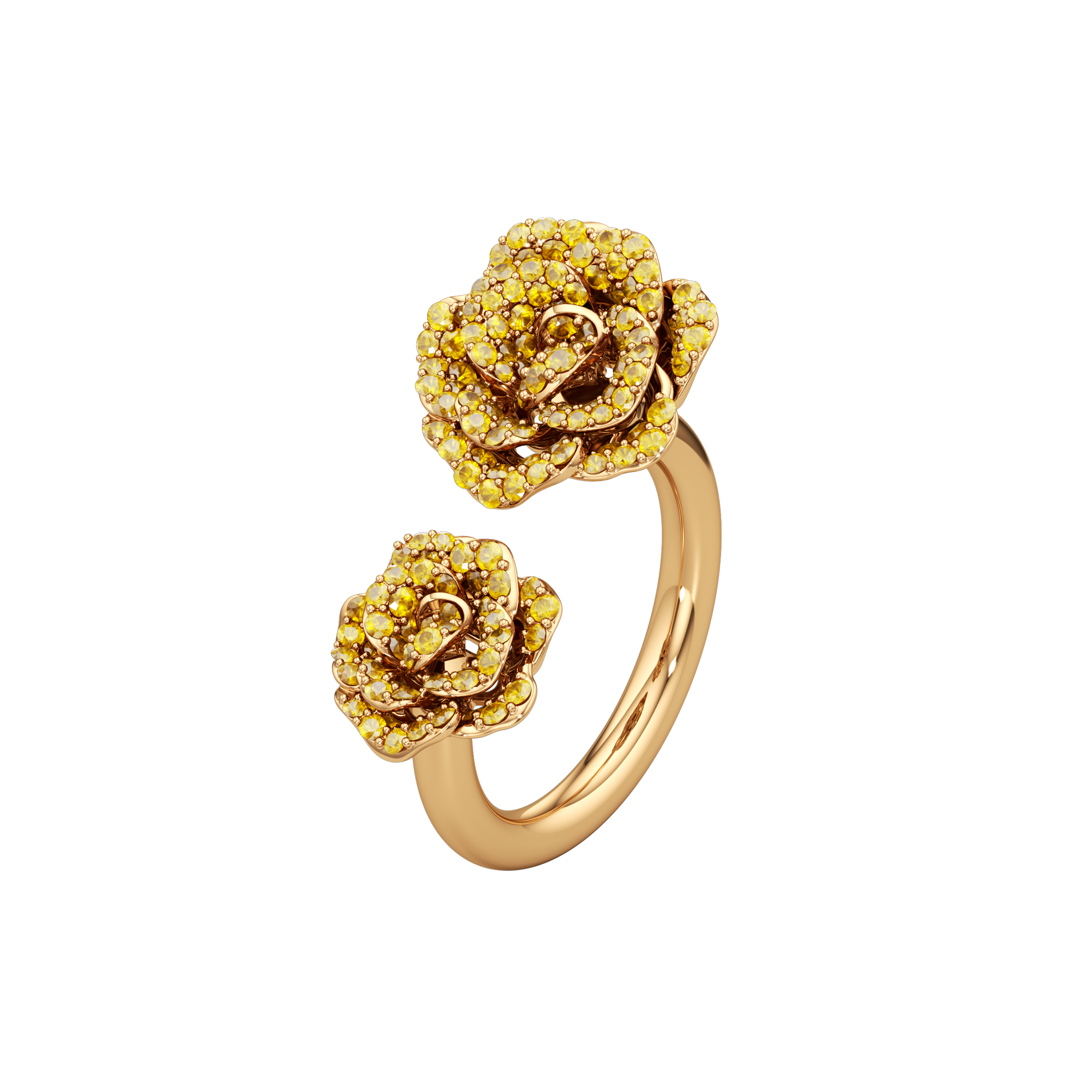 La Vie en Rose Yellow Sapphire Ring, Double Motif