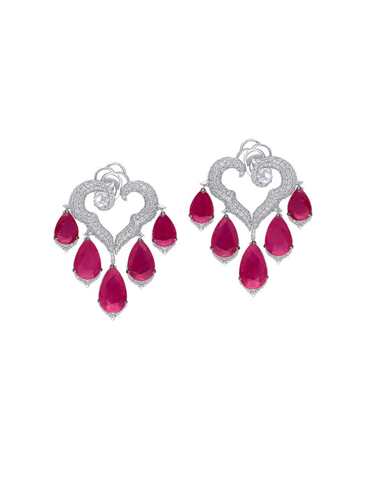 Ruby Heartfall Earrings