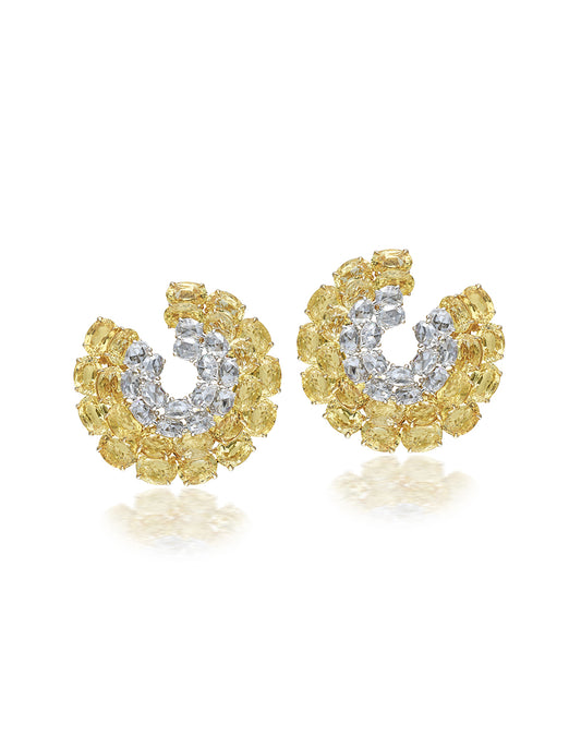 Yellow Sapphire and Diamond Earrings