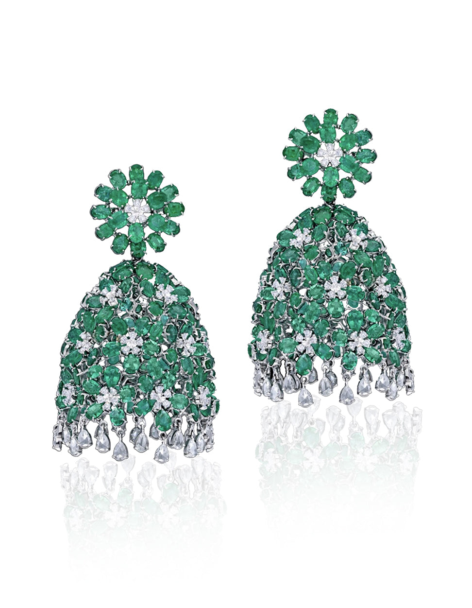 Emerald Bloom Jhumkas