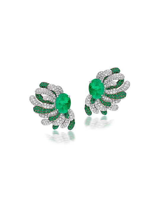 Flower Emerald Earrings