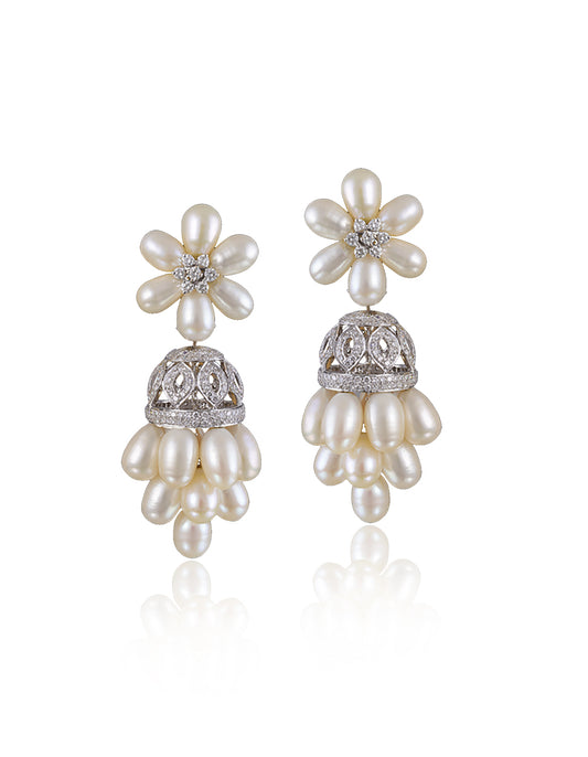 Pearl and Diamond Earrings