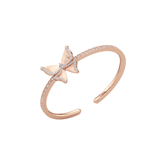 Rose gold BUTTERFLY BRACELET with diamonds on a white background