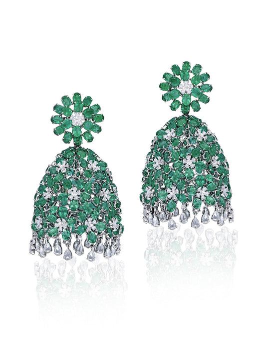 Emerald Bloom Jhumkas