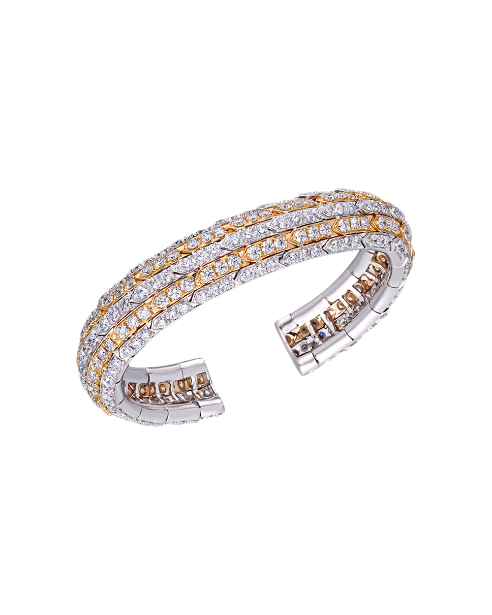 Gold and diamond bracelet on a white background
