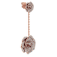 Rose gold earrings with diamond accents on a white background