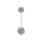 Pair of diamond rose earrings on a white background