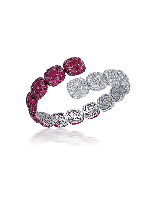 Ruby & Diamond Curve Cuff