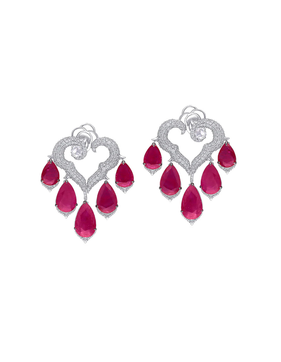Ruby Heartfall Earrings