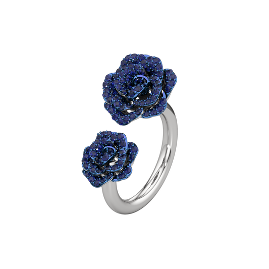 La Vie en Rose Blue Sapphire Ring, Double Motif