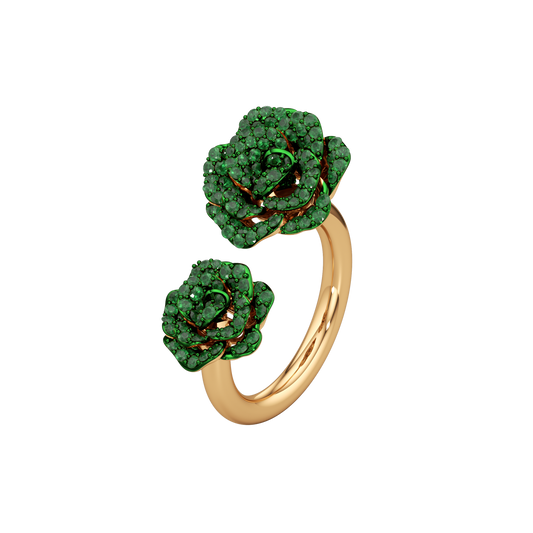 La Vie en Rose Tsavorite Ring, Double Motif