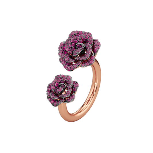 La Vie en Rose Ruby Ring, Double Motif