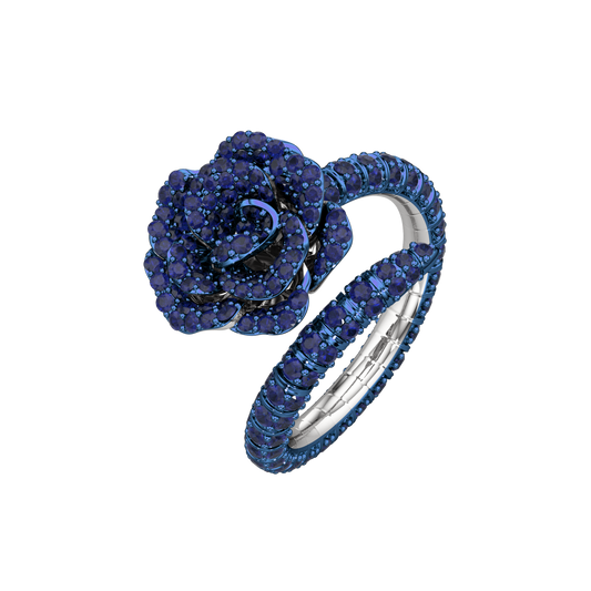 La Vie En Rose Blue Sapphire Ring, Single Motif