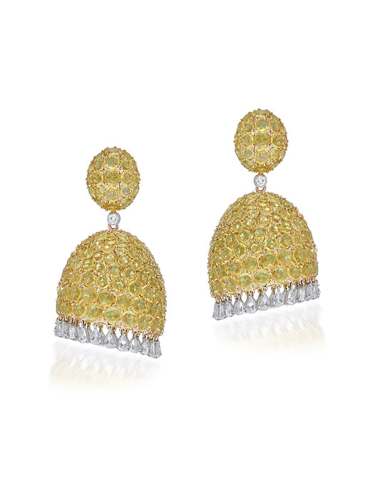 Yellow Sapphire and Diamond Earrings