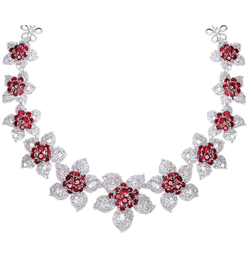 Ruby and rosecut diamond necklace